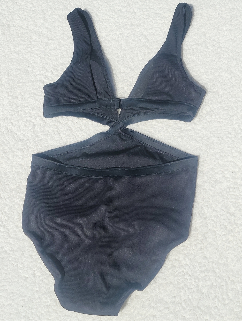 aerie Size Medium Black Ribbed One-Piece Swimsuit - Picture 2 of 5